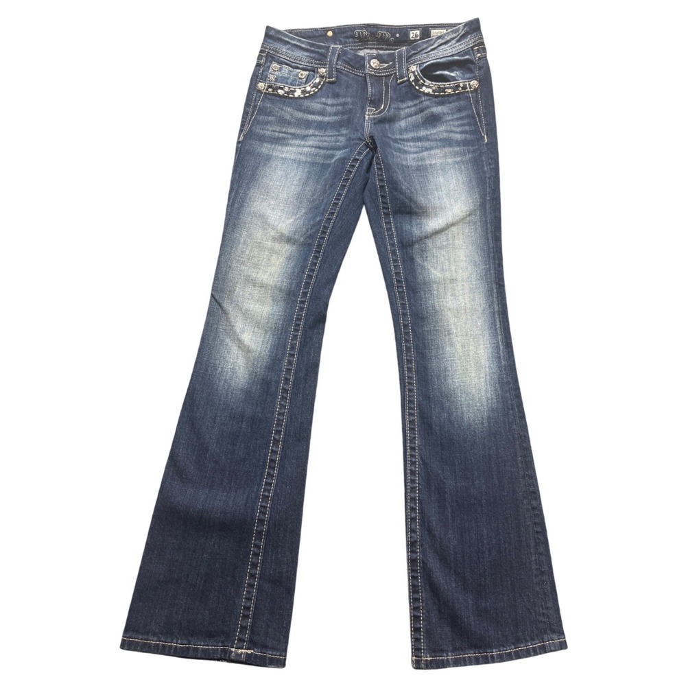 Miss Me Easy Boot Jeans Womens 26 Blue Good JE5453E9L Sequin Embellished Y2K